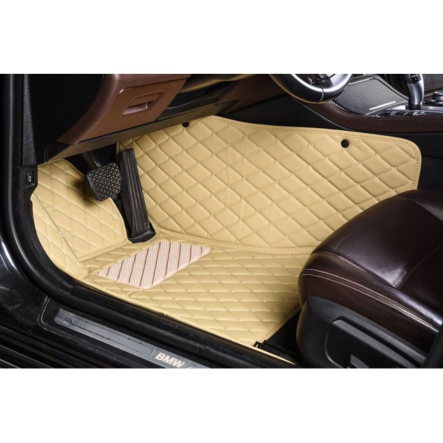 Outlet Beige Luxury Leather Diamond Car Floor Mats Outlet Beige Luxury Leather Diamond Car Floor Mats