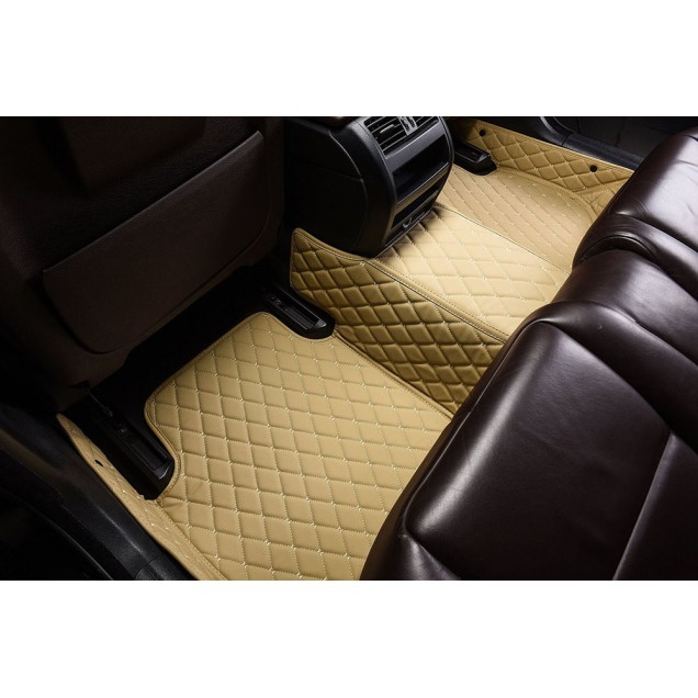 Outlet Beige Luxury Leather Diamond Car Floor Mats Outlet Beige Luxury Leather Diamond Car Floor Mats