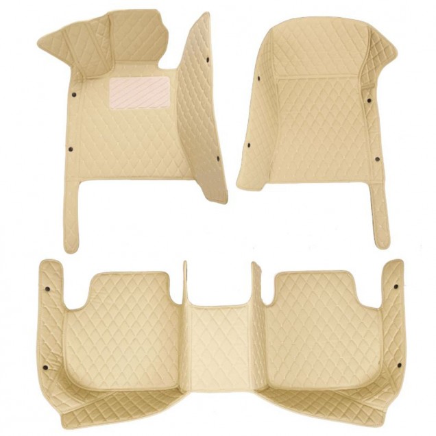 Outlet Beige Luxury Leather Diamond Car Floor Mats Outlet Beige Luxury Leather Diamond Car Floor Mats
