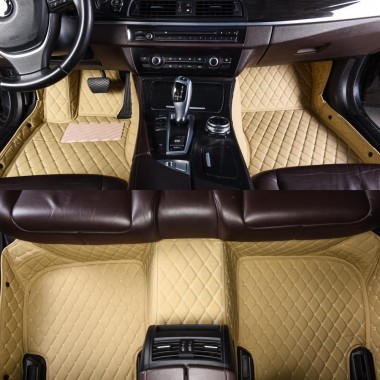 Outlet Beige Luxury Leather Diamond Car Mats