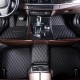 Outlet Black and Black Stitching Luxury Leather Diamond Car Floor Mats Outlet Black and Black Stitching Luxury Leather Diamond Car Floor Mats