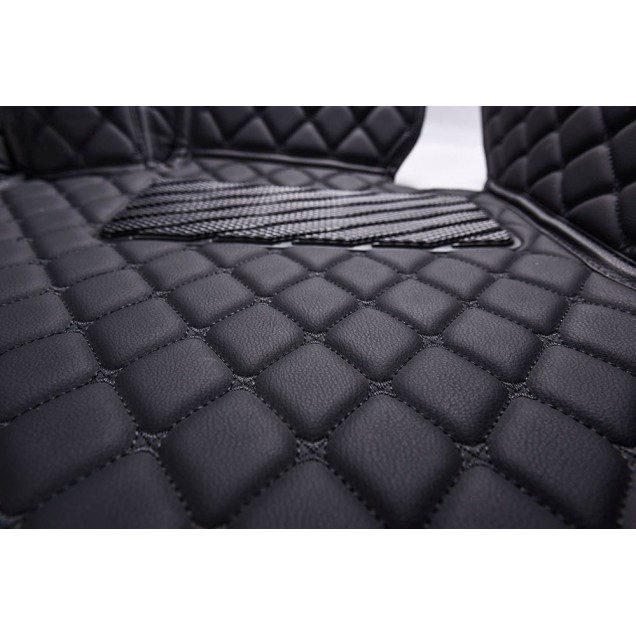 Outlet Black and Black Stitching Luxury Leather Diamond Car Floor Mats Outlet Black and Black Stitching Luxury Leather Diamond Car Floor Mats