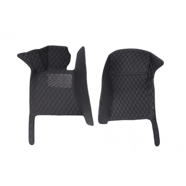 Outlet Black and Black Stitching Luxury Leather Diamond Car Floor Mats Outlet Black and Black Stitching Luxury Leather Diamond Car Floor Mats