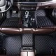 Outlet Black and Blue Stitching Luxury Leather Diamond Car Floor Mats Outlet Black and Blue Stitching Luxury Leather Diamond Car Floor Mats
