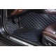 Outlet Black and Blue Stitching Luxury Leather Diamond Car Floor Mats Outlet Black and Blue Stitching Luxury Leather Diamond Car Floor Mats
