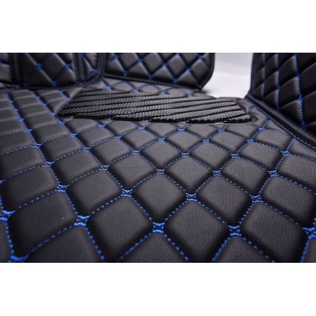 Outlet Black and Blue Stitching Luxury Leather Diamond Car Floor Mats Outlet Black and Blue Stitching Luxury Leather Diamond Car Floor Mats