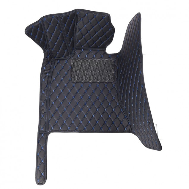 Outlet Black and Blue Stitching Luxury Leather Diamond Car Floor Mats Outlet Black and Blue Stitching Luxury Leather Diamond Car Floor Mats