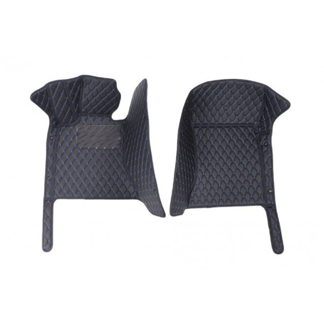 Outlet Black and Blue Stitching Luxury Leather Diamond Car Floor Mats Outlet Black and Blue Stitching Luxury Leather Diamond Car Floor Mats