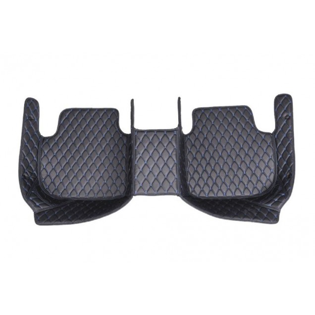 Outlet Black and Blue Stitching Luxury Leather Diamond Car Floor Mats Outlet Black and Blue Stitching Luxury Leather Diamond Car Floor Mats
