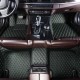 Outlet Black and Green Stitching Luxury Leather Diamond Car Floor Mats