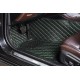Outlet Black and Green Stitching Luxury Leather Diamond Car Floor Mats