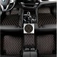 Outlet Black and Orange Stitching Luxury Leather Diamond Car Floor Mats Outlet Black and Orange Stitching Luxury Leather Diamond Car Floor Mats