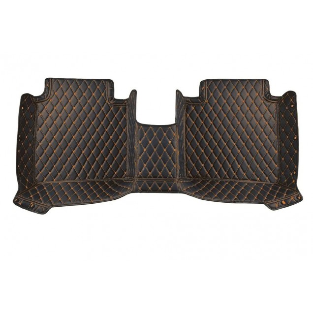 Outlet Black and Orange Stitching Luxury Leather Diamond Car Floor Mats Outlet Black and Orange Stitching Luxury Leather Diamond Car Floor Mats