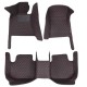 Outlet Black and Red Stitching Luxury Leather Diamond Car Floor Mats Outlet Black and Red Stitching Luxury Leather Diamond Car Floor Mats