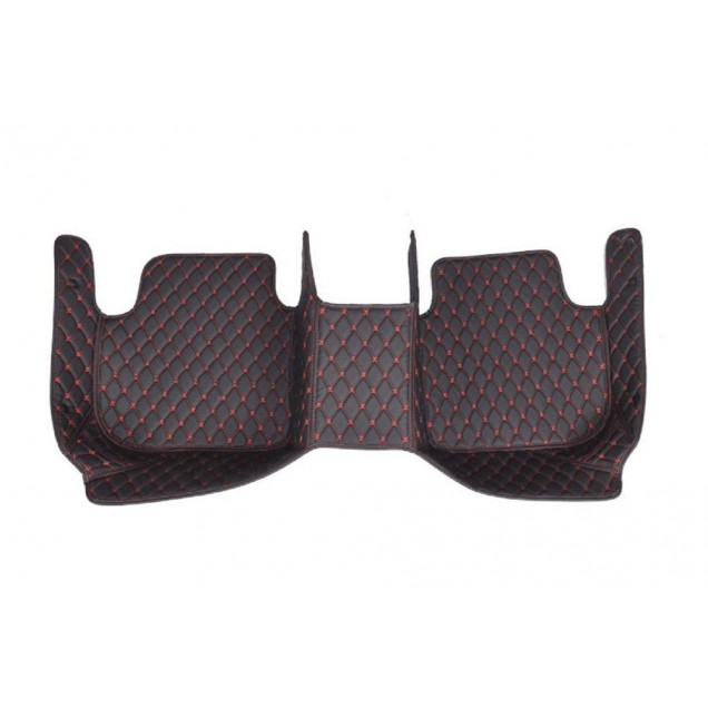 Outlet Black and Red Stitching Luxury Leather Diamond Car Floor Mats Outlet Black and Red Stitching Luxury Leather Diamond Car Floor Mats