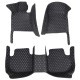 Outlet Black and White Stitching Luxury Leather Diamond Car Floor Mats Outlet Black and White Stitching Luxury Leather Diamond Car Floor Mats