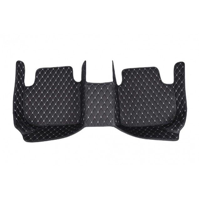 Outlet Black and White Stitching Luxury Leather Diamond Car Floor Mats Outlet Black and White Stitching Luxury Leather Diamond Car Floor Mats