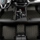 Outlet Black and Yellow Stitching Luxury Leather Diamond Car Mats Outlet Black and Yellow Stitching Luxury Leather Diamond Car Mats