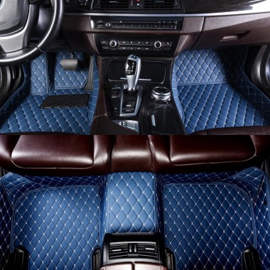 Outlet Blue Luxury Leather Diamond Car Floor Mats