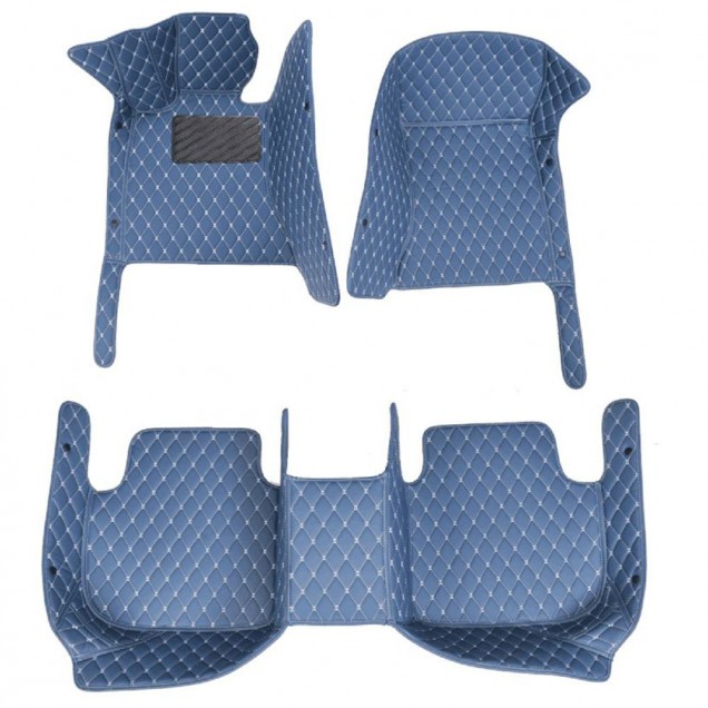 Outlet Blue Luxury Leather Diamond Car Floor Mats