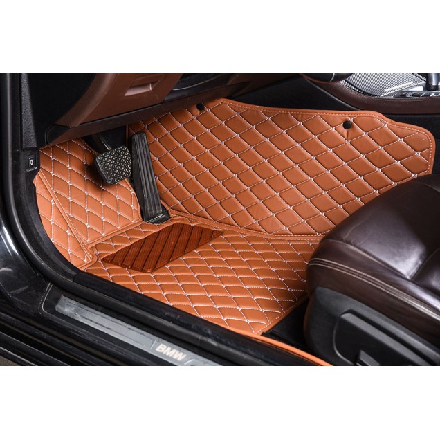 Outlet Brown Luxury Leather Diamond Car Floor Mats