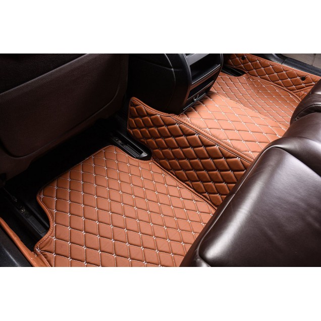 Outlet Brown Luxury Leather Diamond Car Floor Mats