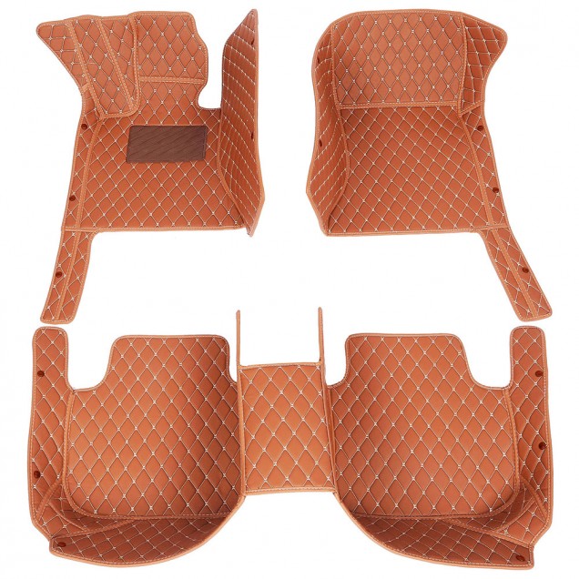 Outlet Brown Luxury Leather Diamond Car Floor Mats