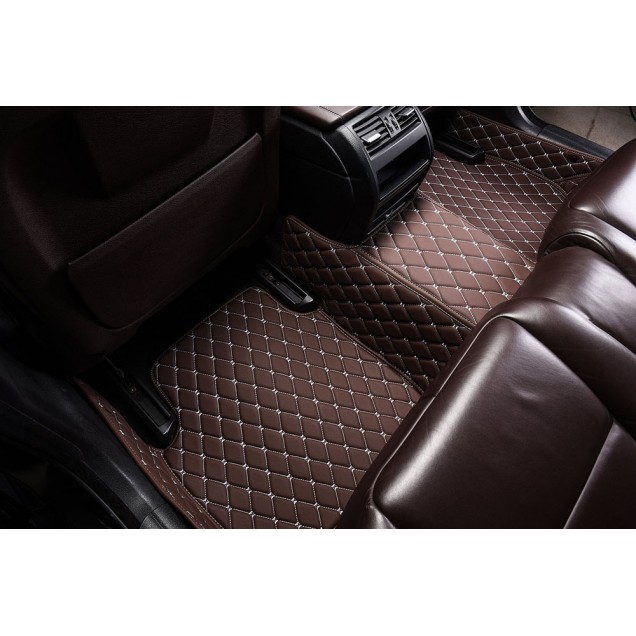 Outlet Dark Brown Luxury Leather Diamond Car Floor Mats