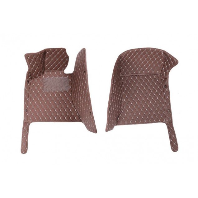 Outlet Dark Brown Luxury Leather Diamond Car Floor Mats