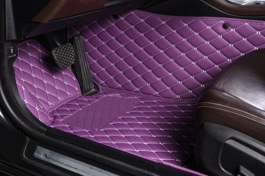 Outlet Purple Luxury Leather Diamond Car Floor Mats
