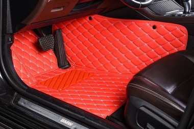 Outlet Red Luxury Leather Diamond Car Floor Mats