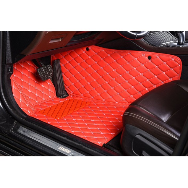 Outlet Red Luxury Leather Diamond Car Floor Mats