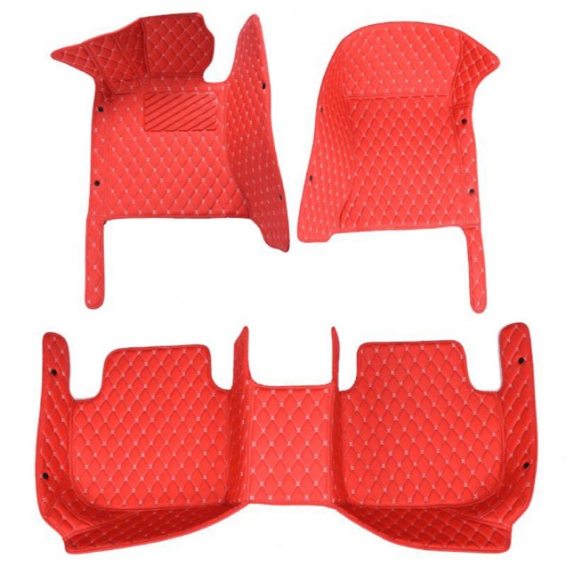 Outlet Red Luxury Leather Diamond Car Floor Mats