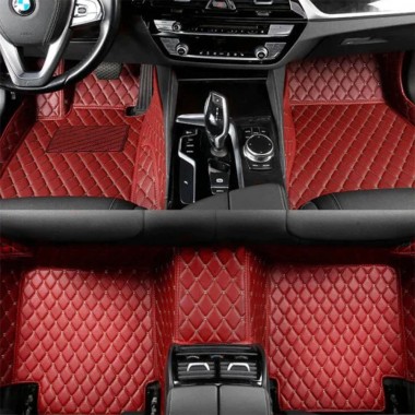 Outlet Wine Red Luxury Leather Diamond Car Floor Mats