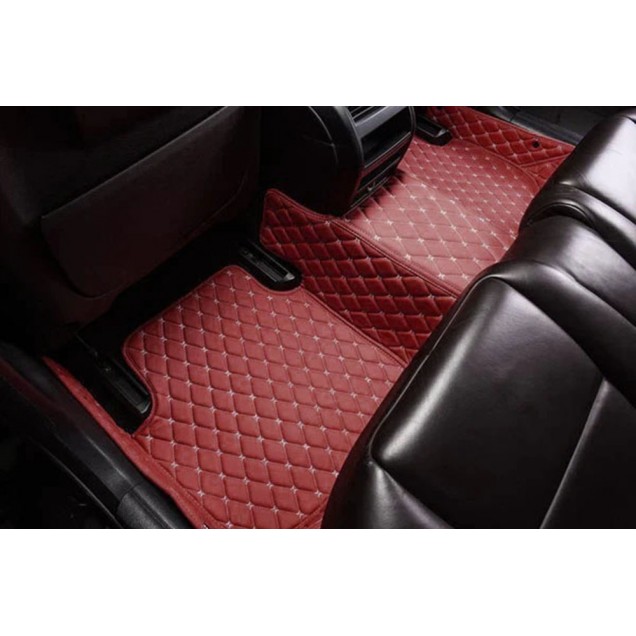 Outlet Wine Red Luxury Leather Diamond Car Floor Mats Outlet Wine Red Luxury Leather Diamond Car Floor Mats