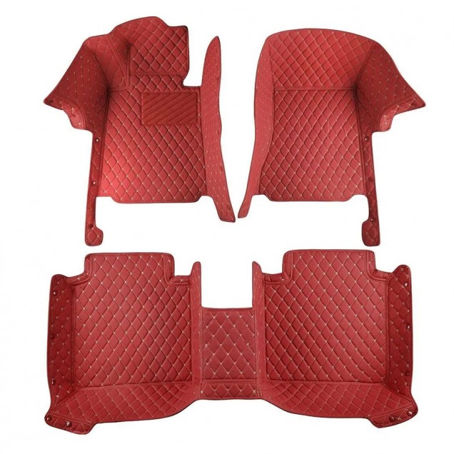 Outlet Wine Red Luxury Leather Diamond Car Floor Mats Outlet Wine Red Luxury Leather Diamond Car Floor Mats