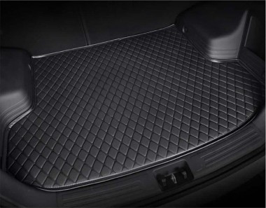 Outlet Black and Black Stitching Luxury Leather Diamond Trunk Base Mats