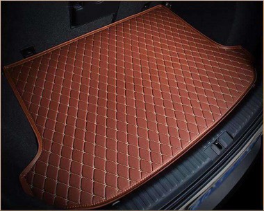 Outlet Brown Luxury Leather Diamond Trunk Base Mats