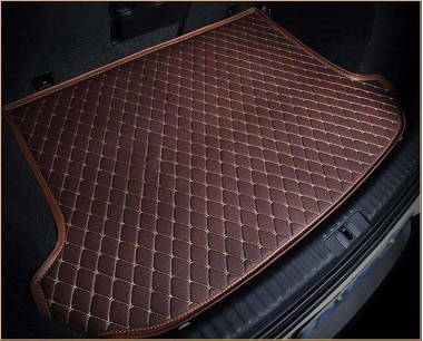 Outlet Dark Brown Luxury Leather Diamond Trunk Base Mats