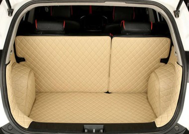 Outlet Beige Full Cover Luxury Leather Diamond Trunk Car Mats