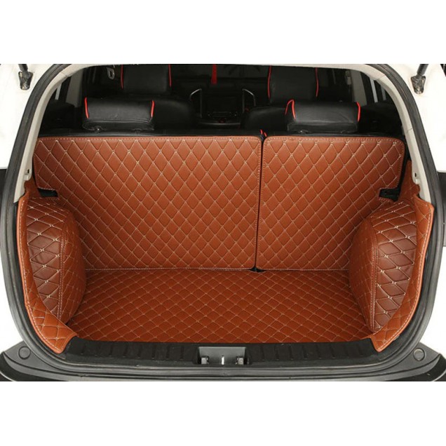 Outlet Brown Full Cover Luxury Leather Diamond Trunk Car Floor Mats