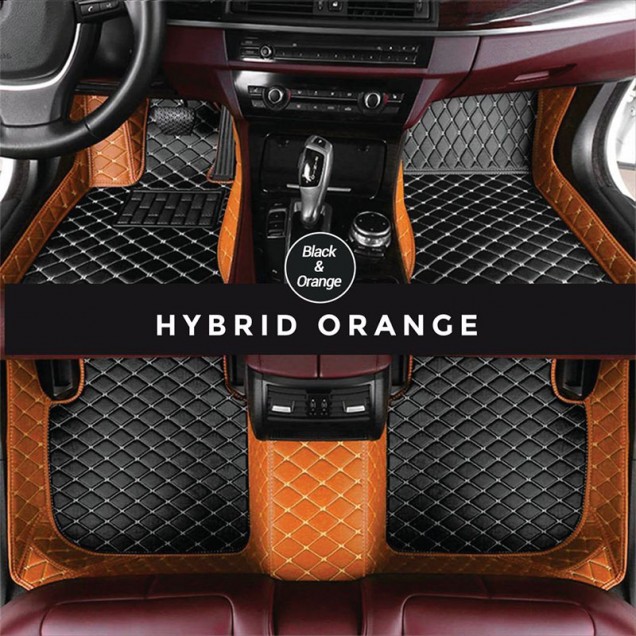 Outlet Black and Orange Hybrid Mode Premium Diamond Car Floor Mats Outlet Black and Orange Hybrid Mode Premium Diamond Car Floor Mats