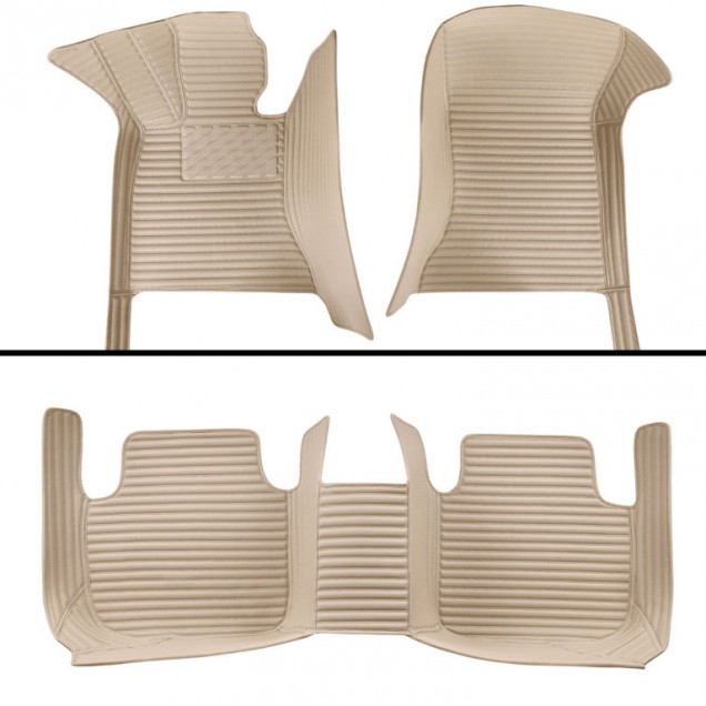 Outlet Beige Luxury Leather Stripe Car Floor Mats Outlet Beige Luxury Leather Stripe Car Floor Mats