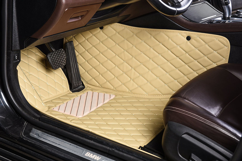 Outlet Beige Luxury Leather Diamond Car Mats