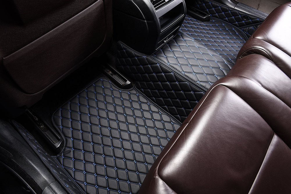 Outlet Black and Blue Stitching Custom Diamond Car Mats