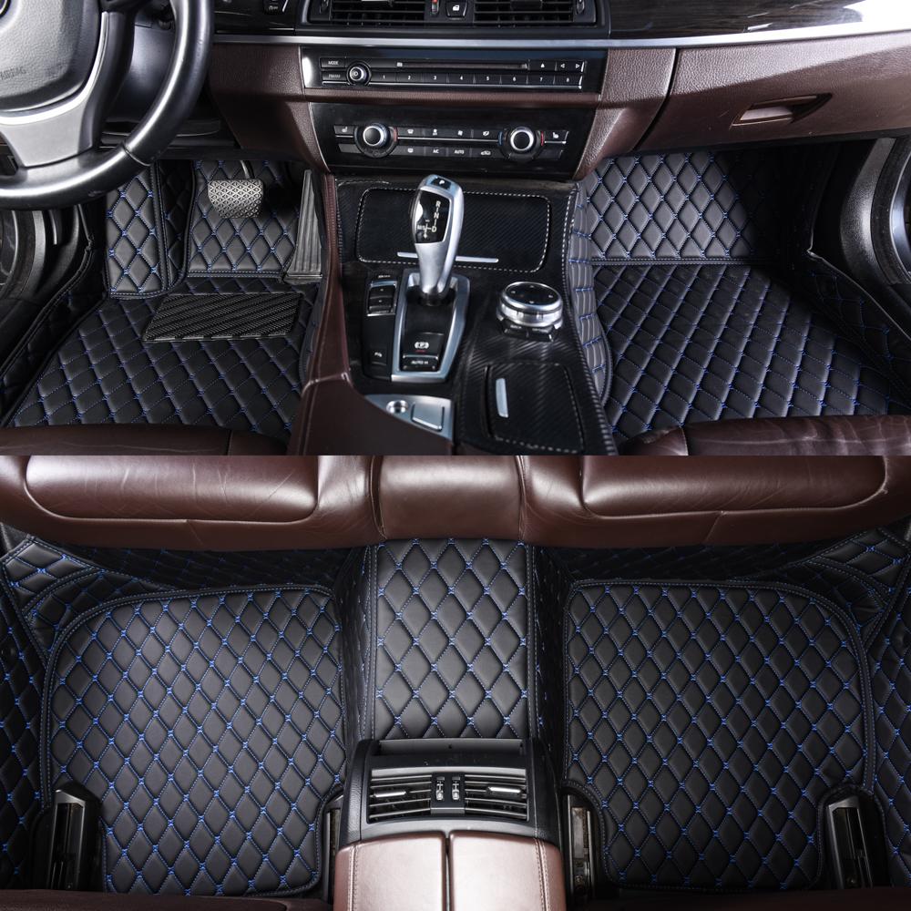 Outlet Black and Blue Stitching Luxury Leather Diamond Car Mats