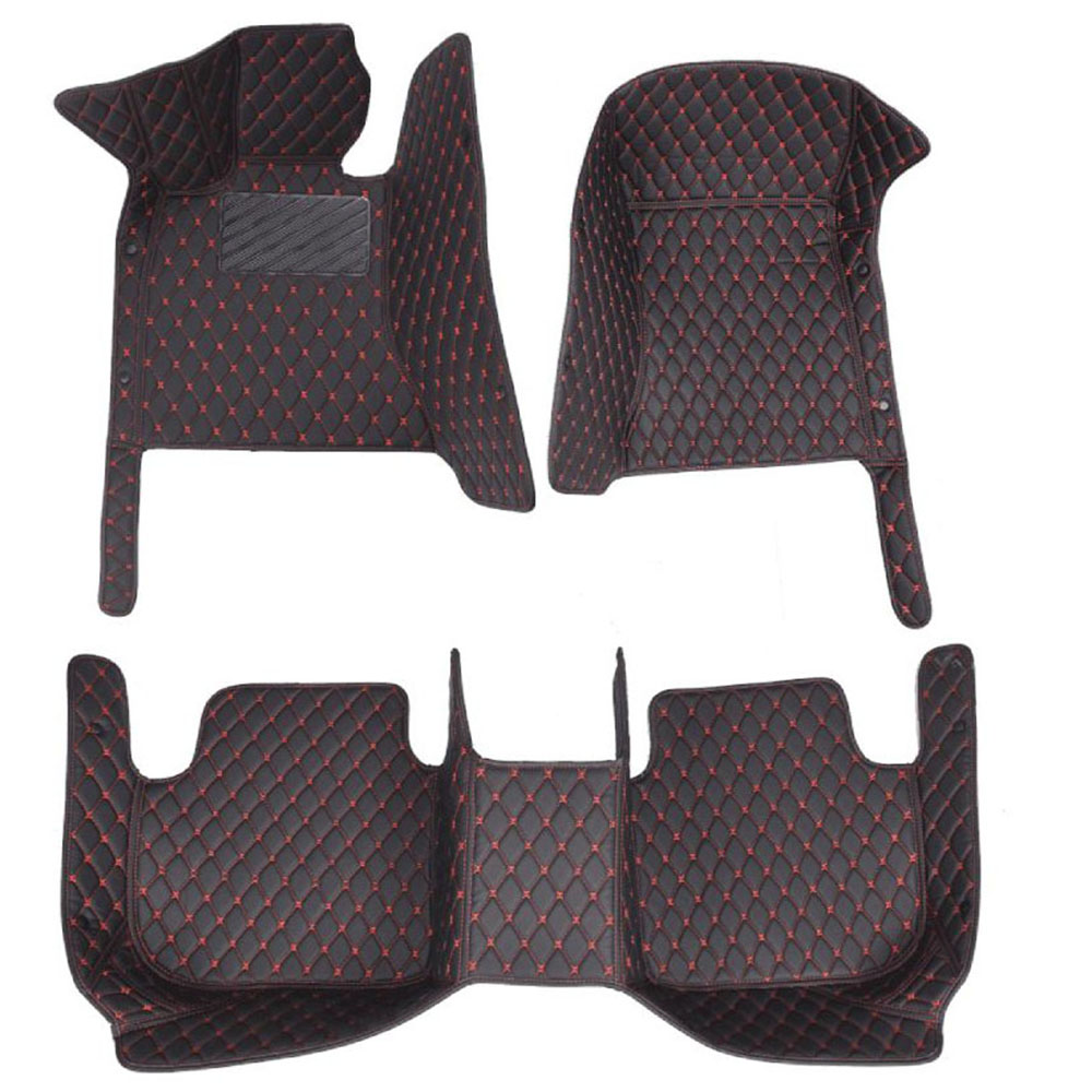 Outlet Black and Red Stitching Diamonds Car Floor Mats