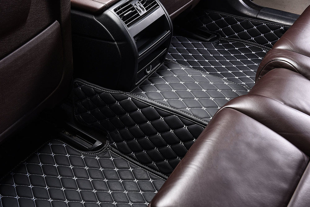 Outlet Black and White Stitching Custom Diamond Car Mats