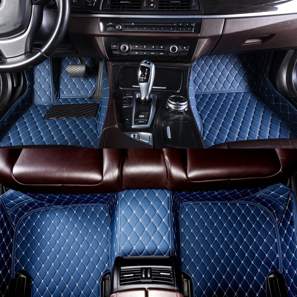 Outlet Blue Luxury Leather Diamond Car Mats
