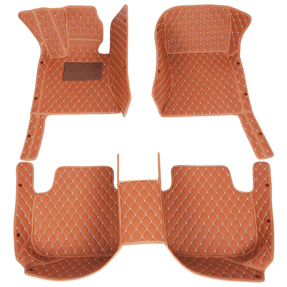 Brown Luxury Leather Diamond Car Mats for Smart Fortwo